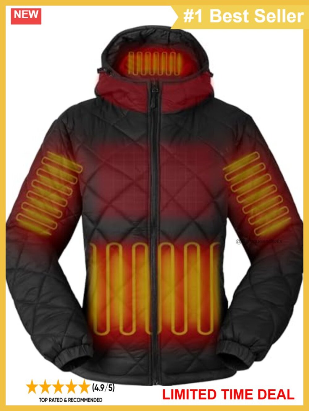 Quilted Down Heated Jacket With Battery, Women's Hooded Coat